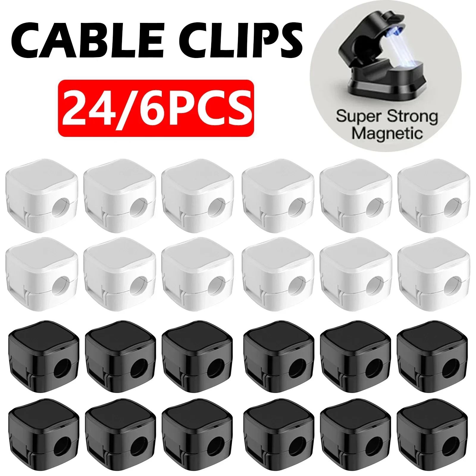 Cable Organizer Magnetic - 6/12/24 adet manyetik kablo düzenleyici klipler