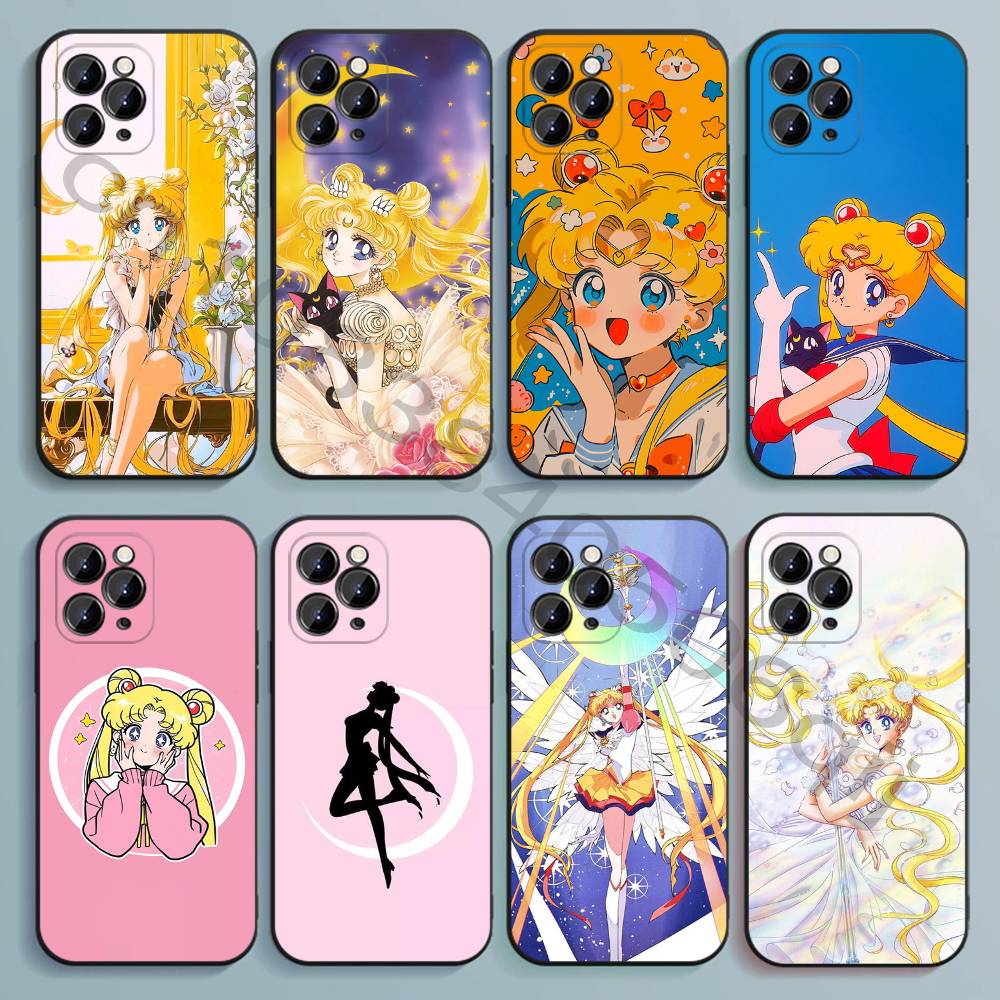 Phone Accessories Logo - Sailor Moon Siyah Yumuşak TPU Telefon